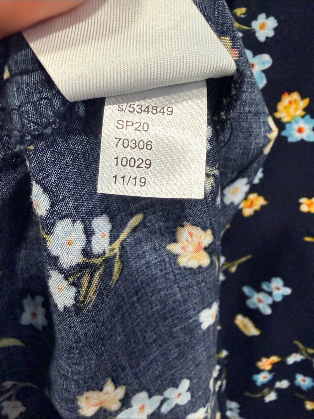 Navy Floral Long Sleeve Tie-Neck Dress - Picture 3 of 5